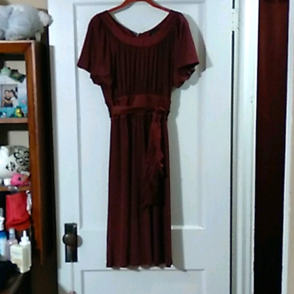 MaxandCleo Empire Short Sleeve Burgandy Dress sz 8